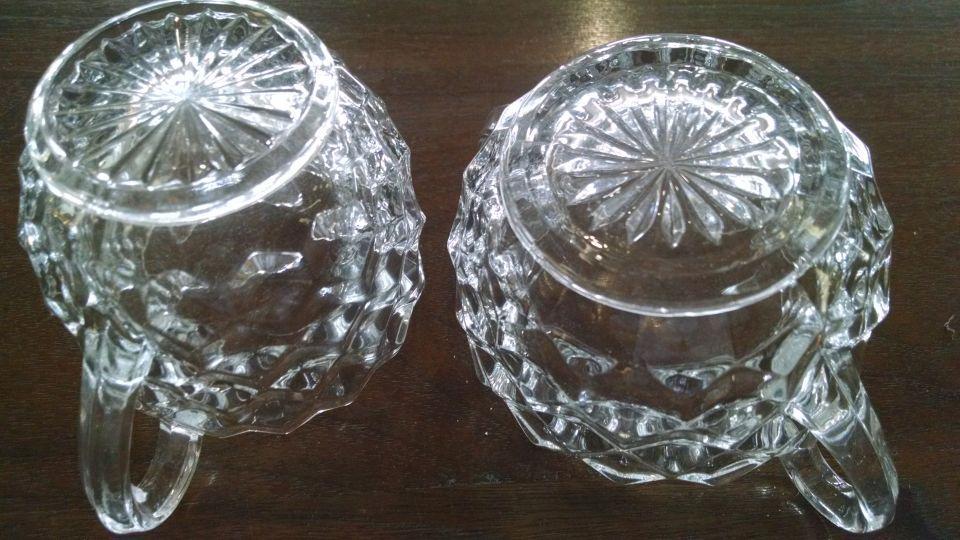 Fostoria American Clear Pattern Mini Creamer & Open Sugar 2 5/8