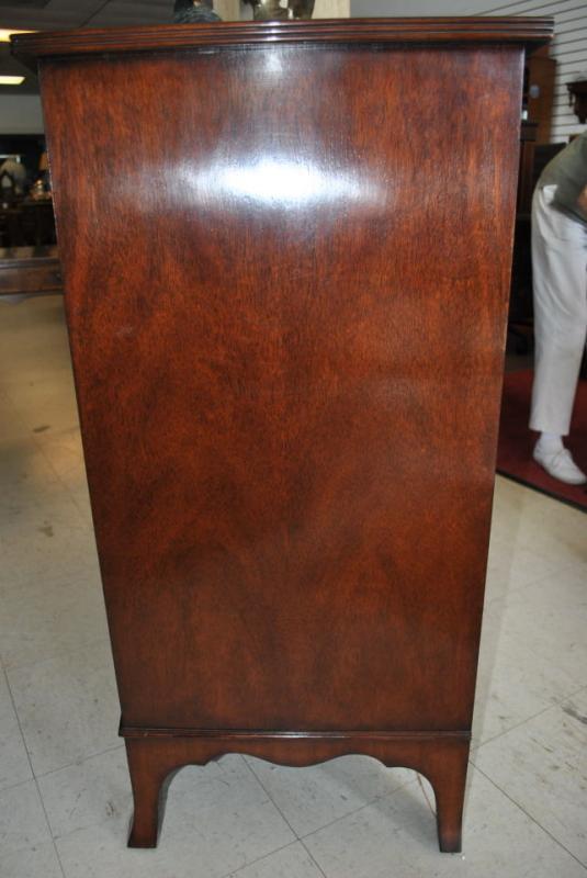 Never Used, Floor Sample Leighton Hall Flaming Mahogany Bow Front Chest of Drawers, Early American, Federal Style, Retail $4,000 LH-2040