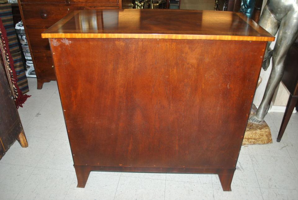 Never Used, Floor Sample Leighton Hall Flaming Mahogany Bow Front Chest of Drawers, Early American, Federal Style, Retail $4,000 LH-2040