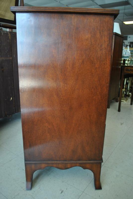 Never Used, Floor Sample Leighton Hall Flaming Mahogany Bow Front Chest of Drawers, Early American, Federal Style, Retail $4,000 LH-2040