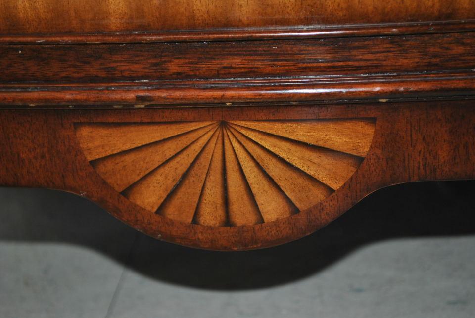 Never Used, Floor Sample Leighton Hall Flaming Mahogany Bow Front Chest of Drawers, Early American, Federal Style, Retail $4,000 LH-2040