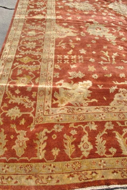 Monumental Oushak Hand Knotted Rug, Terra Cotta, Gold, Same Border 12 ft x 18 ft, PA3094