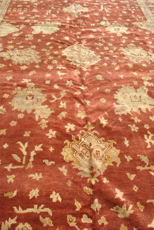 Monumental Oushak Hand Knotted Rug, Terra Cotta, Gold, Same Border 12 ft x 18 ft, PA3094