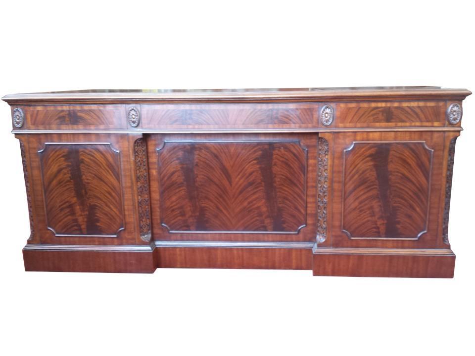 Floor Sample Leighton Hall CEO Executive Desk, Mahogany, Leather Inlay, 42
