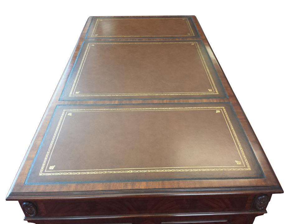 Floor Sample Leighton Hall CEO Executive Desk, Mahogany, Leather Inlay, 42
