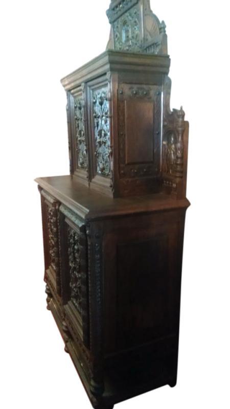 Antique French Tiger Oak Buffet Deaux Corps, Ca1890