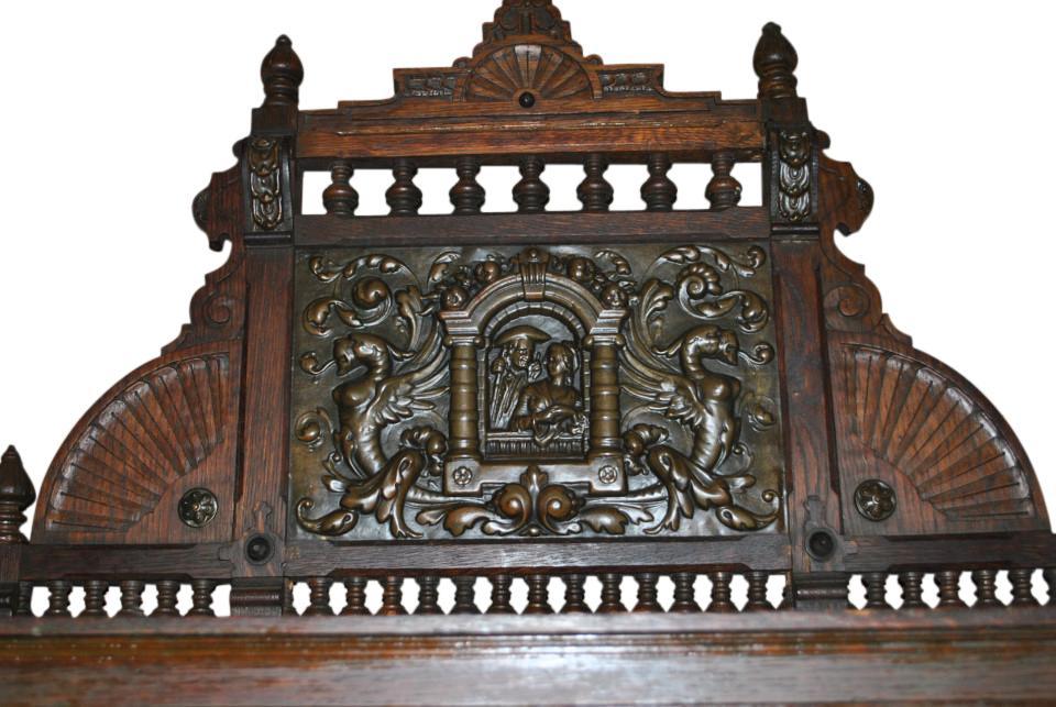 Antique French Tiger Oak Buffet Deaux Corps, Ca1890
