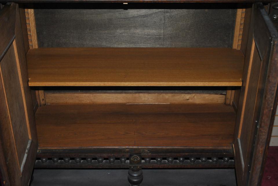 Antique French Tiger Oak Buffet Deaux Corps, Ca1890