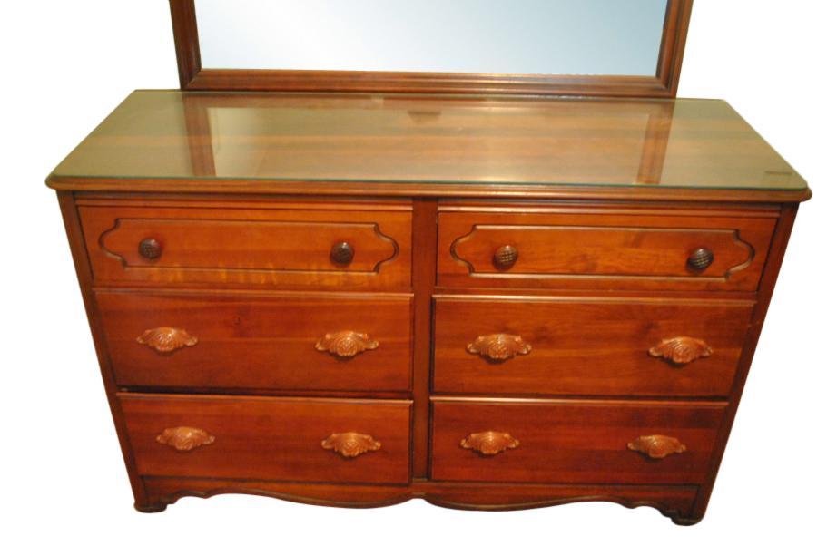 Super Nice 6 Drawer Solid Cherry Wood Dresser, Chest with Mirror 55″ Wide, PA4381