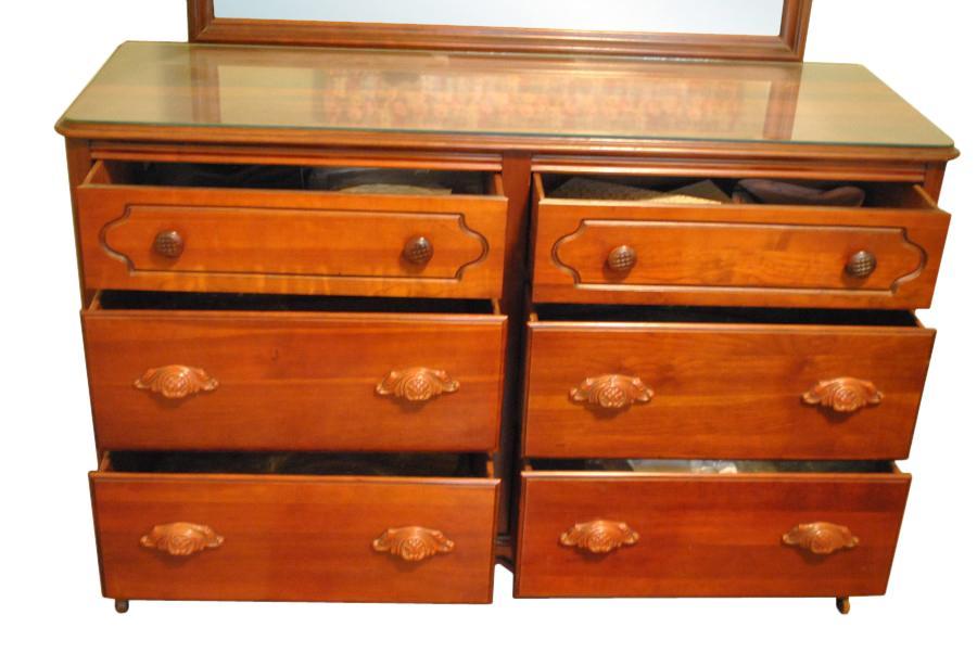 Super Nice 6 Drawer Solid Cherry Wood Dresser, Chest with Mirror 55″ Wide, PA4381