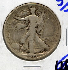 1921-S US Walking Liberty Silver Half Dollar Fine KEY DATE