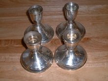 4 Antique Art Deco sterling silver candlesticks
