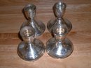 4 Antique Art Deco sterling silver candlesticks