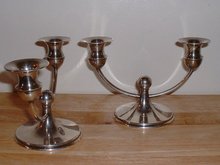 2 Matching Art Deco Solid Sterling Silver Candalabras