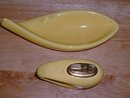 Matching 1950's vintage Japan yellow porcelain ashtray and lighter