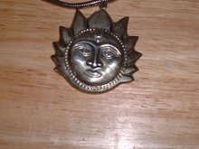 Vintage Aztec Mexican Sun sterling silver pendant