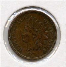 1873 US Indian Head Cent Penny Closed 3 Silky Choice AU