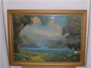 1920's- 30's Antique Art Deco Fantasy Landscape Litho