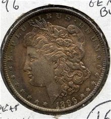 1896-P US Morgan Silver $ Gem BU Rainbow Toning COLOR