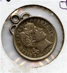 1906-P US Barber Dime Gem BU looped lite multihued tone