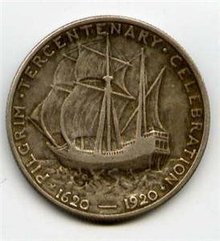 1920 USA Pilgrim 1/2 Dollar $ Silber Gedenkmuenzen vz