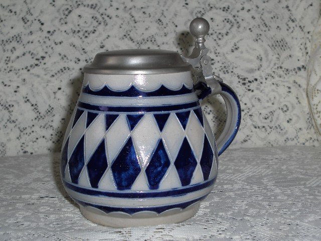 German Salt Glaze Lidded Stein