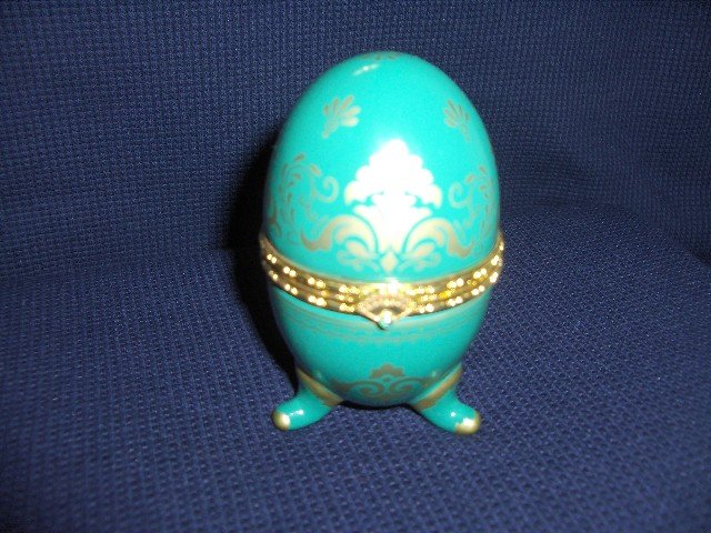 Hinged Ceramic Egg with Clock