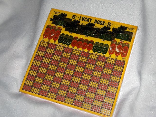 1938 LUCKY DOGS 5 Cent Punch Board