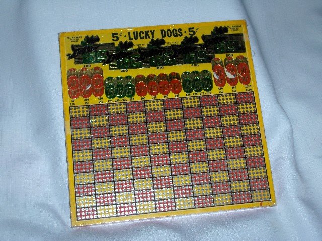 1938 LUCKY DOGS 5 Cent Punch Board