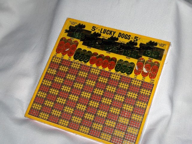 1938 LUCKY DOGS 5 Cent Punch Board