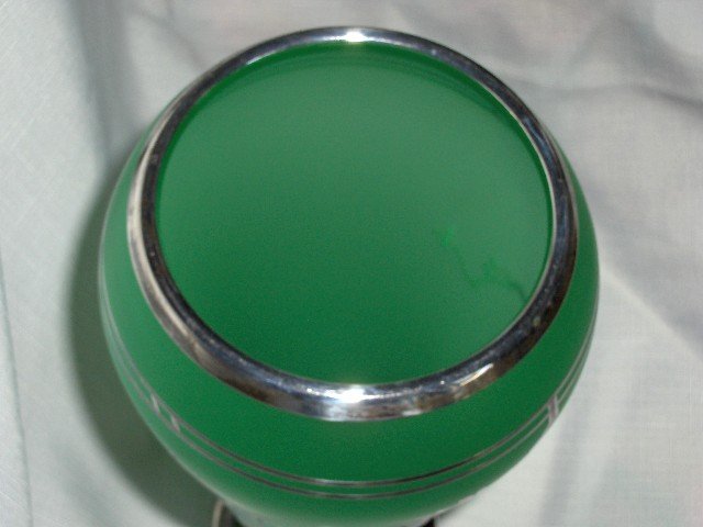 Tiffin Green Satin Cupped Dahlia Vase