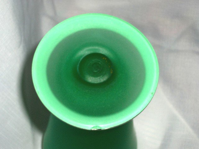 Tiffin Green Satin Cupped Dahlia Vase