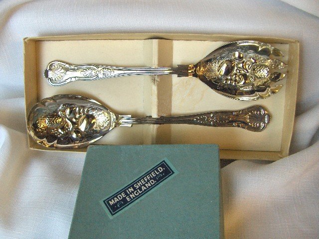 Sheffield Silverplate Berry Serving Spoons