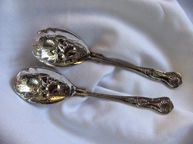 Sheffield Silverplate Berry Serving Spoons