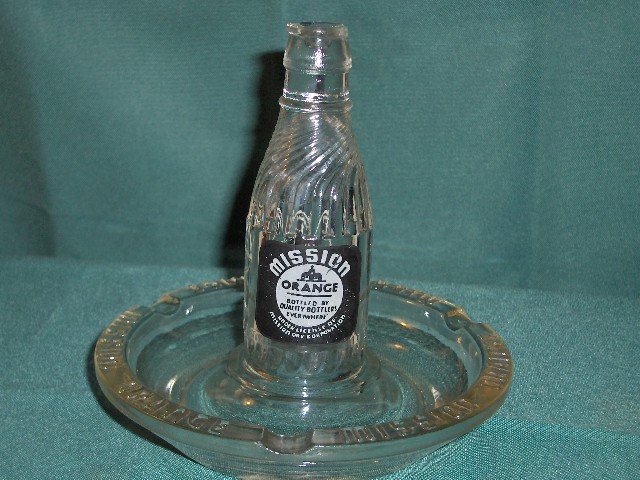 Mission Orange Figural Glass Ashtray