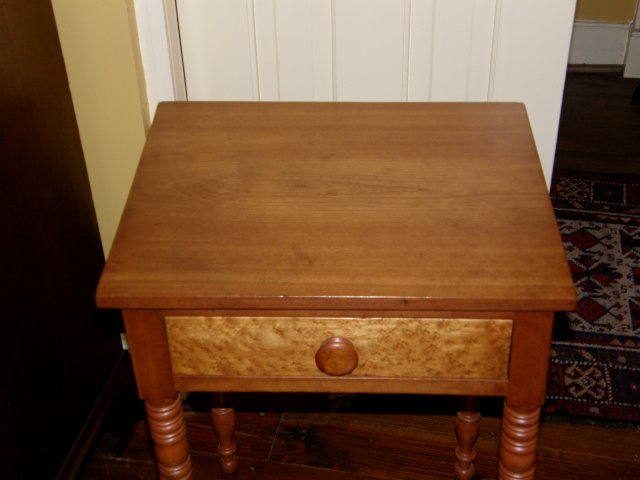 Cherry One Drawer End Table with Bird's Eye Maple Drawer Front