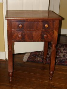 Cherry Two Drawer Table with Mahogany Drawer Fronts