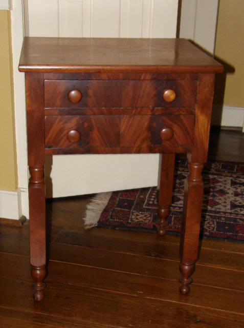 Cherry Two Drawer Table with Mahogany Drawer Fronts