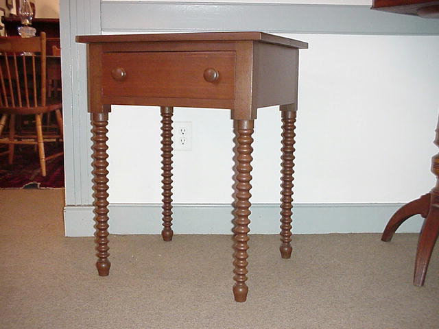 Walnut One Drawer Table with Sausage Legs
