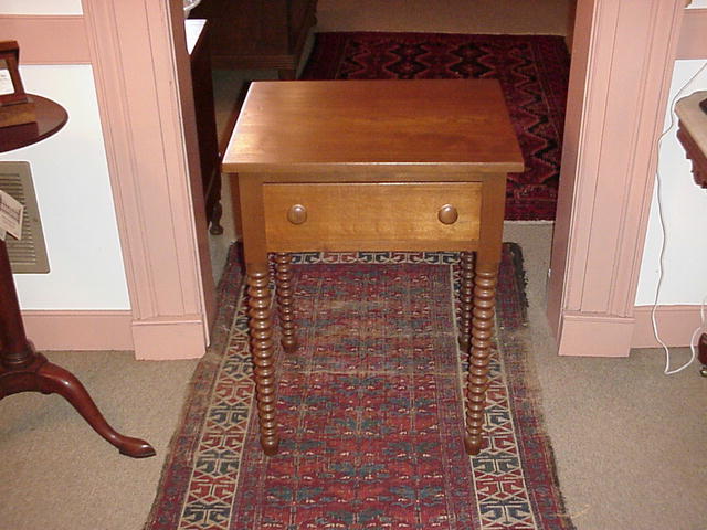 Walnut One Drawer Table with Sausage Legs