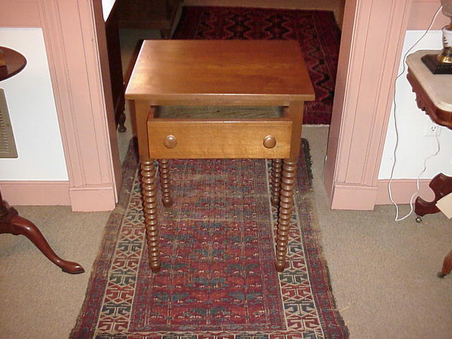 Walnut One Drawer Table with Sausage Legs