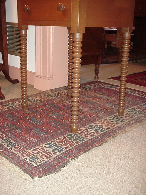 Walnut One Drawer Table with Sausage Legs
