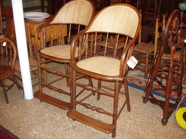 Pair of Oak Spectator or Pool Parlor Chairs