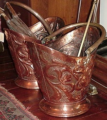 Pair of Copper and Brass Coal Buckets