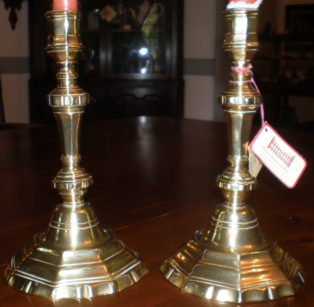 Pair of Continental Brass Candlesticks