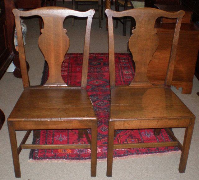 Pair of Oak Chippendale Chairs