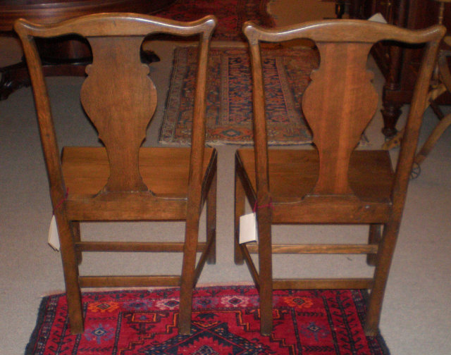 Pair of Oak Chippendale Chairs