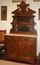 Marble Top Walnut Sideboard