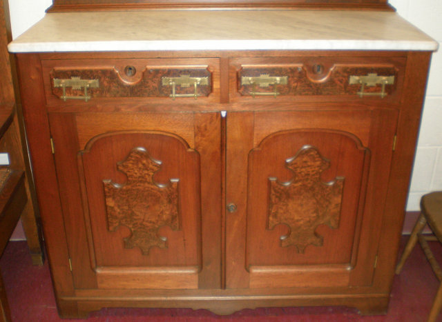 Marble Top Walnut Sideboard
