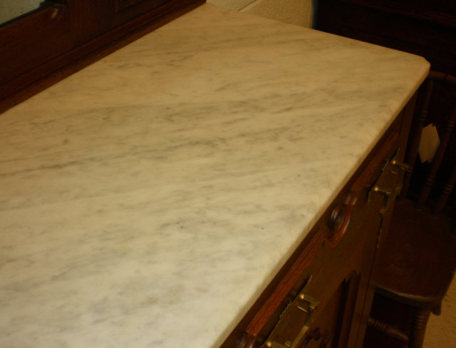 Marble Top Walnut Sideboard
